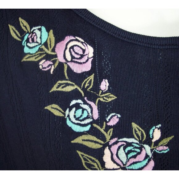 NEW Woman Within 38/40 5X Floral Embroidered 7 Day Pointelle Knit Tunic Top - Picture 5 of 11